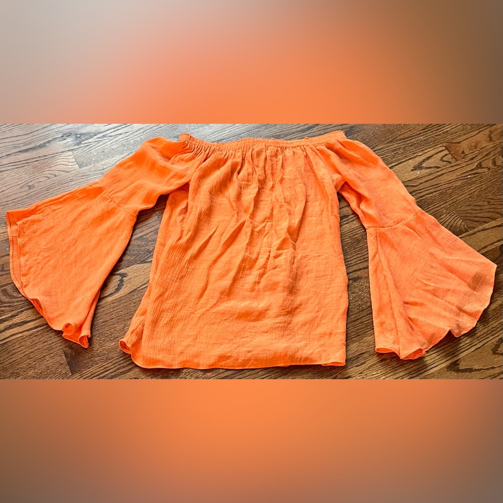 Orange Relaxed Ruched Blouse - Picture 5 of 5